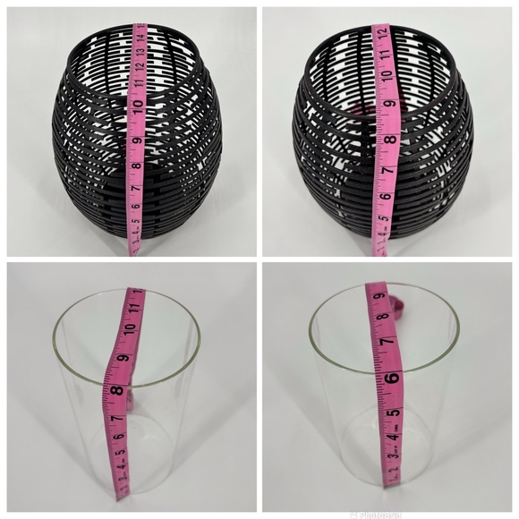 Bronze Metal Wicker Look Barrel Shaped Decor Pieces, Set of Two - Picture 15 of 16